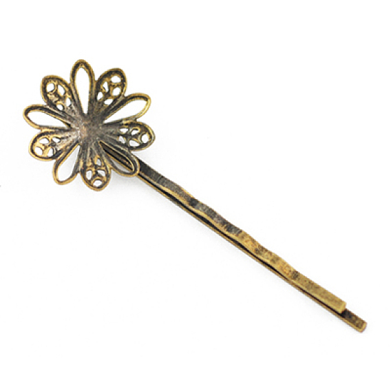 Fornituras de perno de pelo de hierro, flor, 59x20 mm