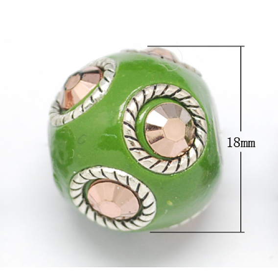 Handmade Indonesia Beads, with Aluminum Core, Round, 18x16mm, Hole: 3mm