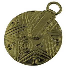 Tibetischer stil Aluminium Anhänger & Charms, Bleifrei und cadmium frei, Flachrund