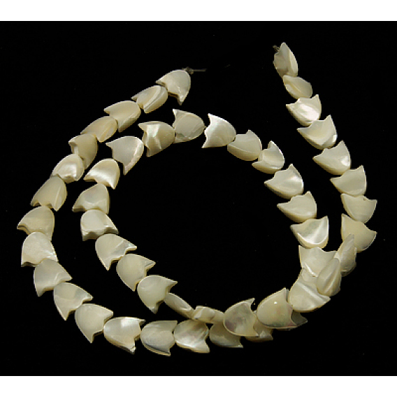 Shell normal de perles blanches de brins, perles en nacre, flower 10x9x3 mm, Trou: 1mm