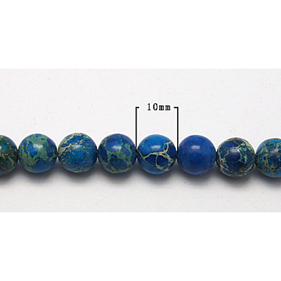 Natural Imperial Jasper Beads Strands, Dyed & Heated, Round, 10mm, Hole: 1mm, 16 inch.