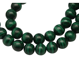 Perles de pierres fines , malachite naturel, Grade a, ronde, verte
