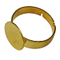 Brass Ring Shanks, Pad Ring Findings, For Vintage Rings Making, Adjustable, Round, 17mm