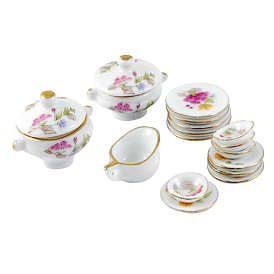 Porcelain Tea Set Decorations, 92x52x18mm