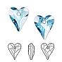 Austrian Crystal Pendants, Heart, 6240, 17x14mm
