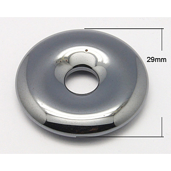 Немагнитные синтетические гематит подвески, пончик / пи-диск, 29x5 мм, отверстие : 8 мм