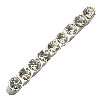 Alloy Bar Spacers, with Grade A Rhinestone, 30x3x5.5mm
