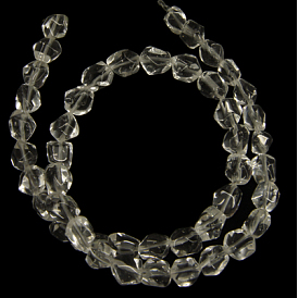 Glass Beads, Faceted, Nuggets, Imitation White Quartz, 10x8mm, Hole: 1mm, about 47 pcs/strand, 15.5 inch 