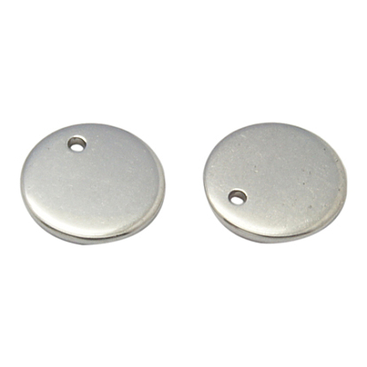 201 Stainless Steel Stamping Blank Tag Pendants, Flat Round, 8x1mm, Hole: 0.5mm