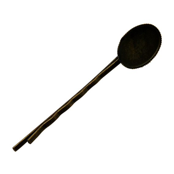 Iron Hair Bobby Pin Findings, Oval, 65x2x2mm