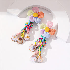 Candy-colored Seashell Flower Beaded Earrings with Beachy Vibes and High-end Quality