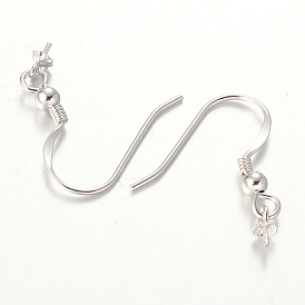 Ganchos de ley pendiente de plata, con fianza colgante para cuentas medio perforadas, 18x9 mm, agujero: 2.5 mm, pin: 0.6 y 1 mm