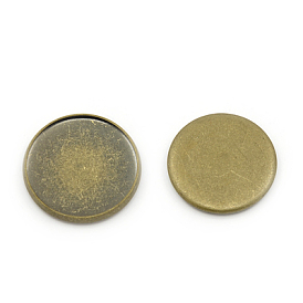 Brass Cabochon Settings, Flat Round, 22x2.5mm, Tray: 20mm