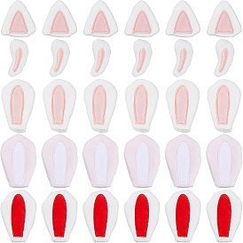 30Pcs 5 Styles Rabbit Ear Polyester & Cotton Ornament Accessories, for DIY Clothes, Bag, Hair Band Decoration