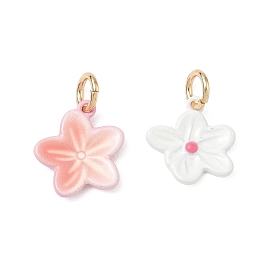 Spray Painted Brass Charms, Flower Charms, Golden