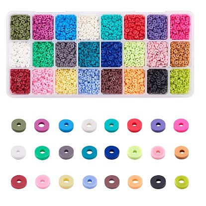Perles en fimo faits à la main, pour les fournitures de bricolage bijoux artisanat, disque / plat rond, perles heishi