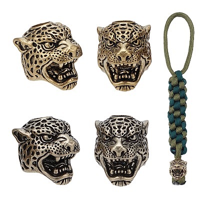 4шт 2 цвета латунные европейские бусины, бусины с большим отверстием, леопард