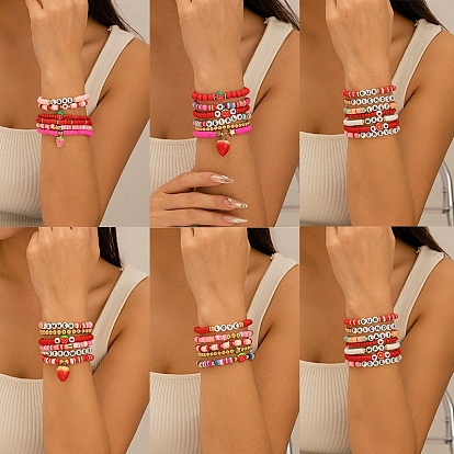 Набор браслетов из полимерной глины в стиле бохо, браслеты word preppy friends с подвесками в виде клубники