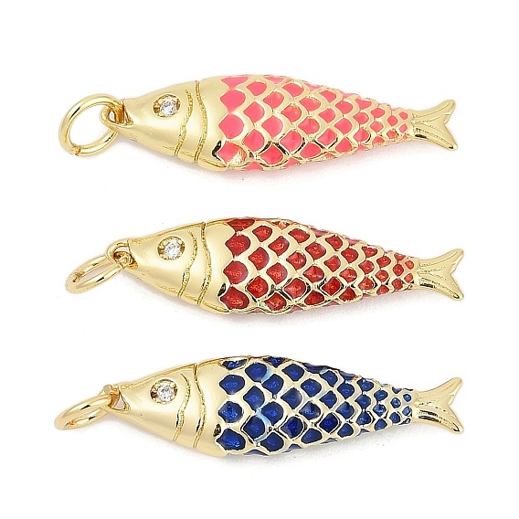 Латунь с кубическим цирконием подвеской, рыбы прелести, без кадмия и без свинца, долговечный, стойки покрытие, с целью перехода в кольце