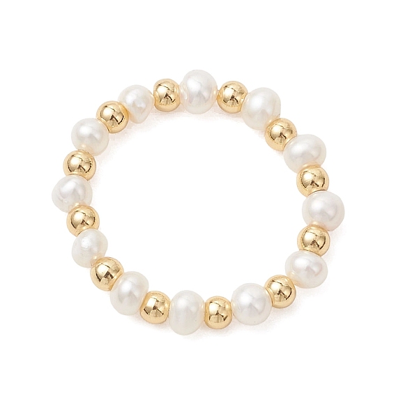 Женские перстни с натуральным жемчугом и латунными бусинами