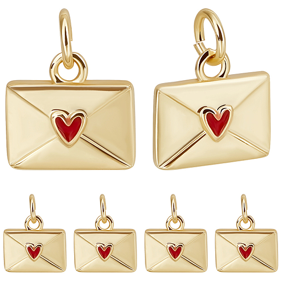 20шт. стойка с покрытием латунные подвески с соединительным кольцом, конверт, с эмалью, долговечный, реальный 18 k позолоченный, без кадмия и без свинца