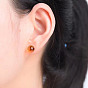 Resin Round Ball Stud Earrings with Sterling Silver Pins for Women