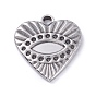 304 Stainless Steel Pendant Rhinestone Cabochons, Heart with Eye