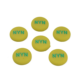 Acrylic Enamel Cabochons, Flat Round with Word NYN