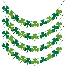 4 Подвесной баннер из фетра в виде клевера для украшения ко Дню Святого Патрика