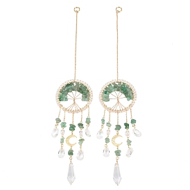 Проволочная оплетка из натурального драгоценного камня дерево жизни подвесные призматические украшения для окон, стеклянный конус каплевидной формы ловец солнца для украшения дома, сада, офиса