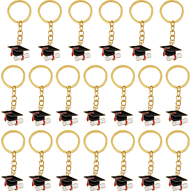 20Porte-clés chapeau de remise de diplôme en alliage de zinc émaillé (pièces), avec porte-clés fendus
