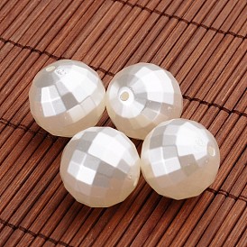 Facetas cuentas de perlas de imitación de acrílico redondas, 20 mm, Agujero: 2 mm, sobre 102 unidades / 500 g