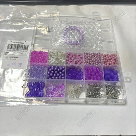 DIY Jewelry Set Making Findings Kits, including Stainless Steel Earring Hooks and Pins, Alloy Clasps, Glass & Acrylic Beads, Elastic Thread