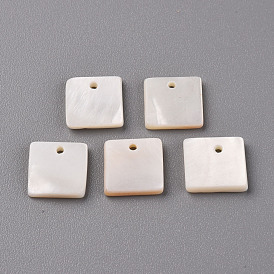 Natural Freshwater Shell Pendants, Square