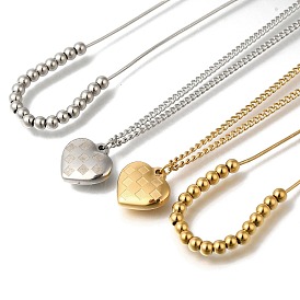 304 комплекты ожерелий с подвесками в форме сердца из нержавеющей стали