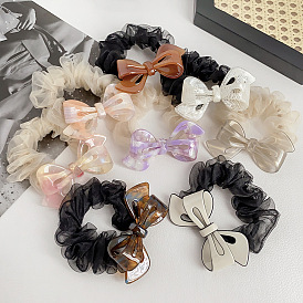 Elegant Lace Bow Hair Tie for Women, Chic Bun Holder with Premium Elastic Band