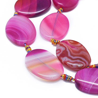 Natural Banded Agate/Striped Agate Beads Strands, Dyed & Heated, Twist