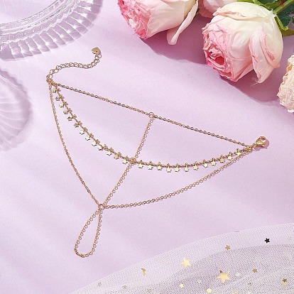 Латунные цепи панцирного типа браслеты кольца, браслеты-цепочки со звездами для женщин, с сердцем 201 подвески из нержавеющей стали