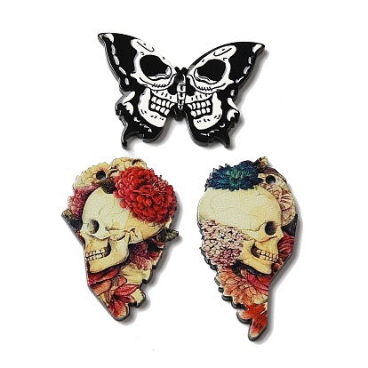 Акриловые подвески с принтом на тему Хэллоуина, череп