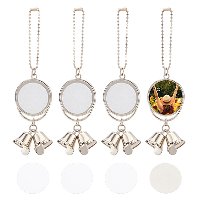 Рождественская тема из цинкового сплава, висящие пустые большие подвески, украшения, Плоский круглый с колокольчиком