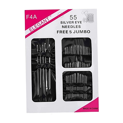 55шт. иглы из нержавеющей стали и железа, тупые иглы с большим ушком, для вышивки крестом, вязание, вышивка лентами