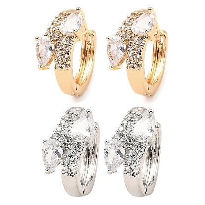 Brass Micro Pave Cubic Zirconia Hoop Earrings, Snake