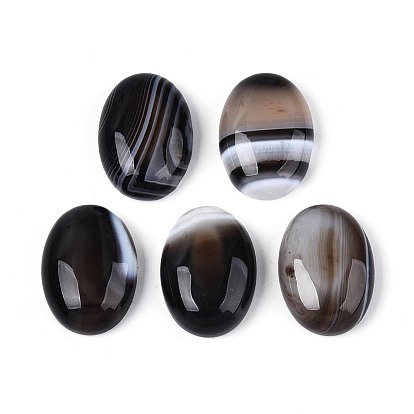 Натуральный агат (окрашенный и нагретый) кабошоны, овальные, плоский зад