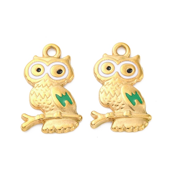 304 нержавеющей стальной эмали подвески, ионное покрытие (ip), реальный 18 k позолоченный, сова