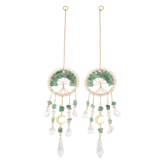 Проволочная оплетка из натурального драгоценного камня дерево жизни подвесные призматические украшения для окон, стеклянный конус каплевидной формы ловец солнца для украшения дома, сада, офиса