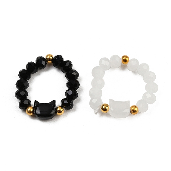 Стеклянные бусины в форме кошки кольца для пальцев