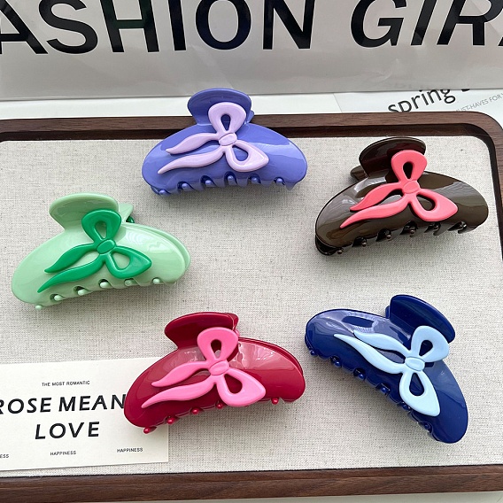 Заколки для волос в форме когтей из ацетата целлюлозы, аксессуары для волос для женщин и девочек, бантом