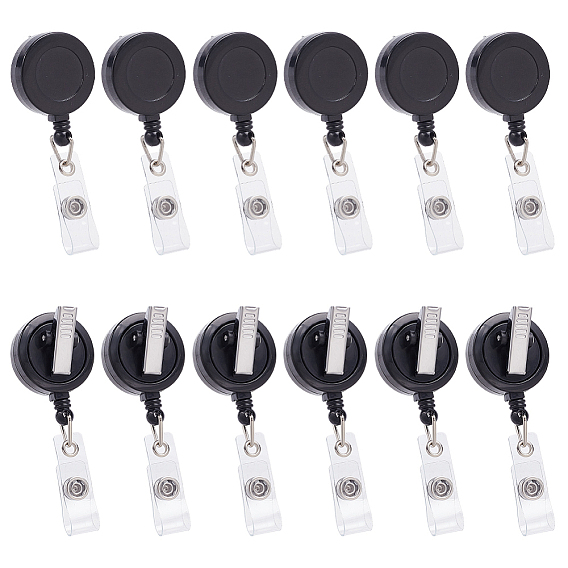 20Pcs Iron Badge Reel, Round ABS Plastic Retractable Badge Holder
