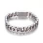 304 Stainless Steel Curb Chain Bracelets, with Rhinestone