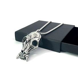 Готические ожерелья из нержавеющей стали с подвесками в виде черепов животных для мужчин
